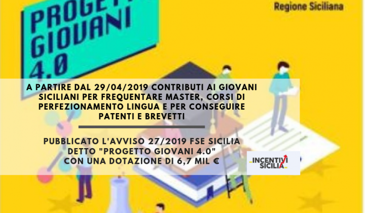 Immagine articolo: Pubblicato online l'Avviso 27/2019 FSE Sicilia: contribuiti ai giovani per master, corsi di perfezionamento e brevetti a partire dal 29 aprile 2019