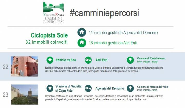 Immagine articolo: Concessione di masserie e case cantoniere a cooperative ed associazioni con il bando #camminiepercorsi: 7 immobili disponibili in Sicilia